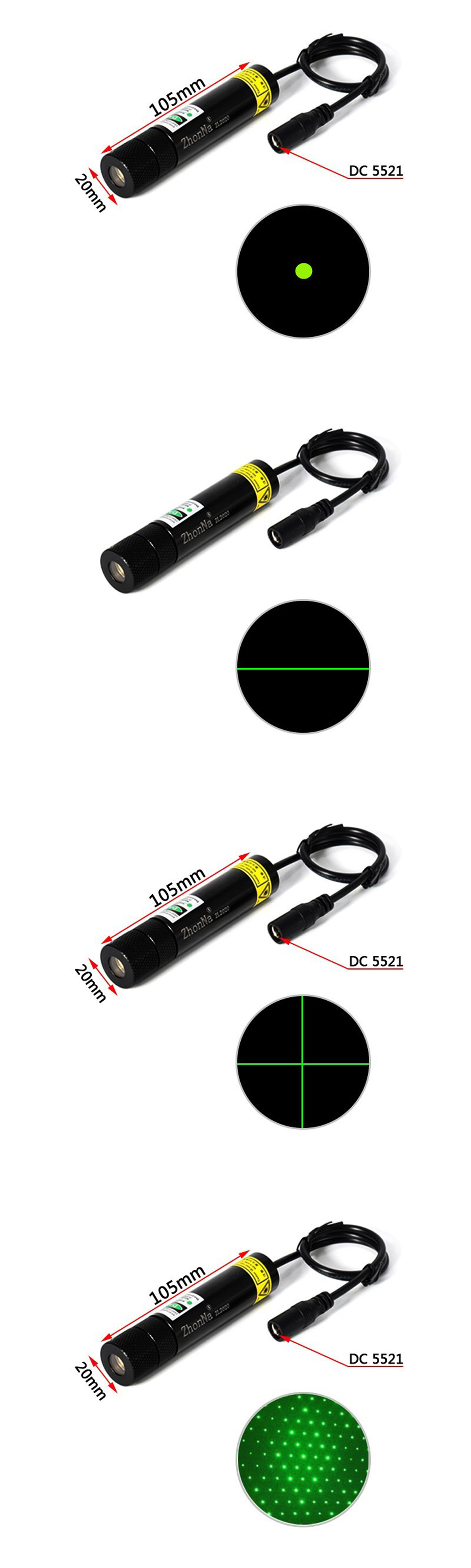 Modulo laser verde punto/linea/croce/stellato