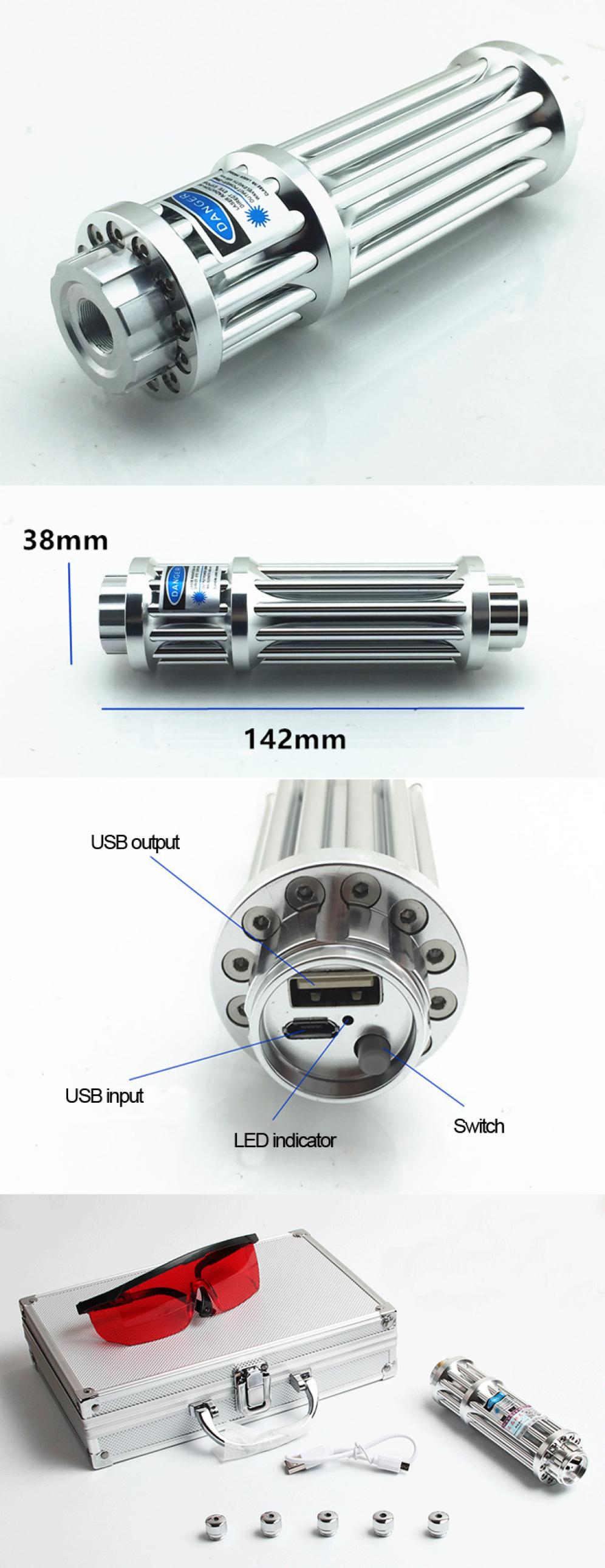 puntatore laser blu ricaricabile