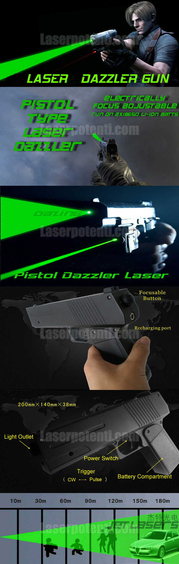 pistola laser verde 1000mW