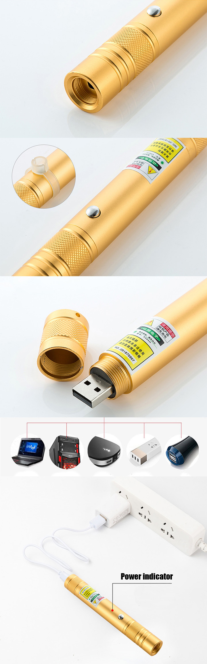 puntatore laser ricaricabile USB
