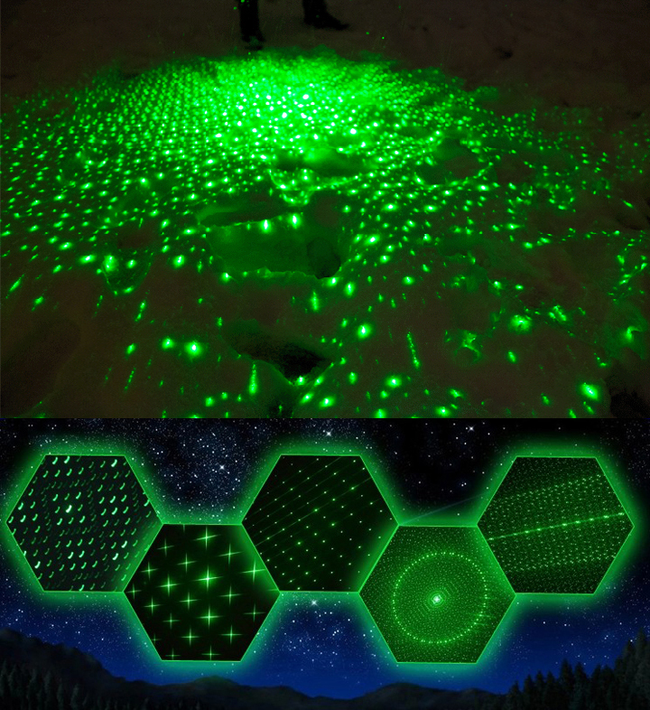 laser verde con disegni