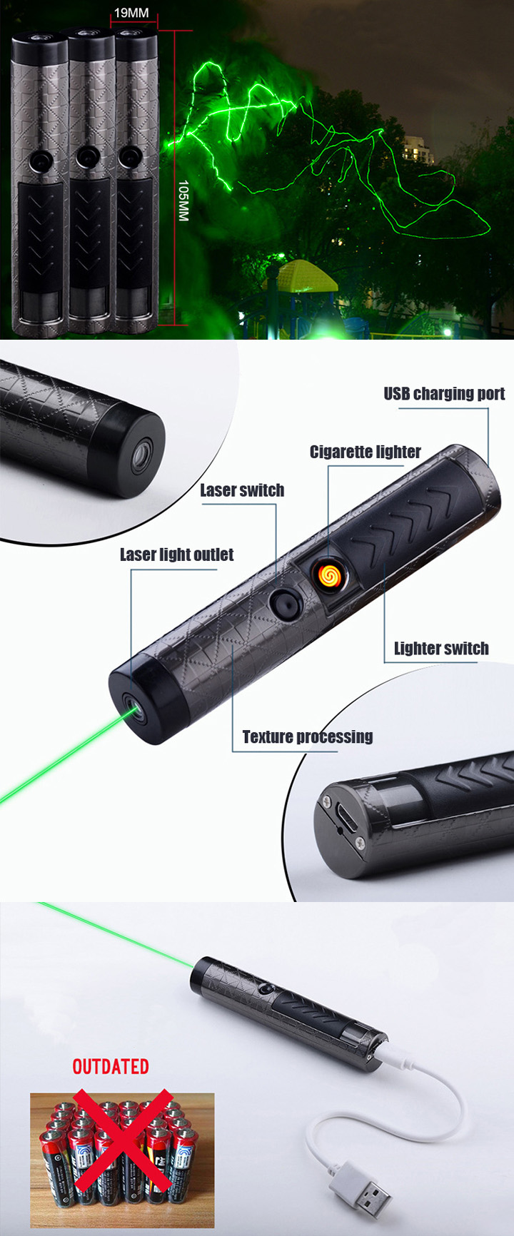 accendino laser verde