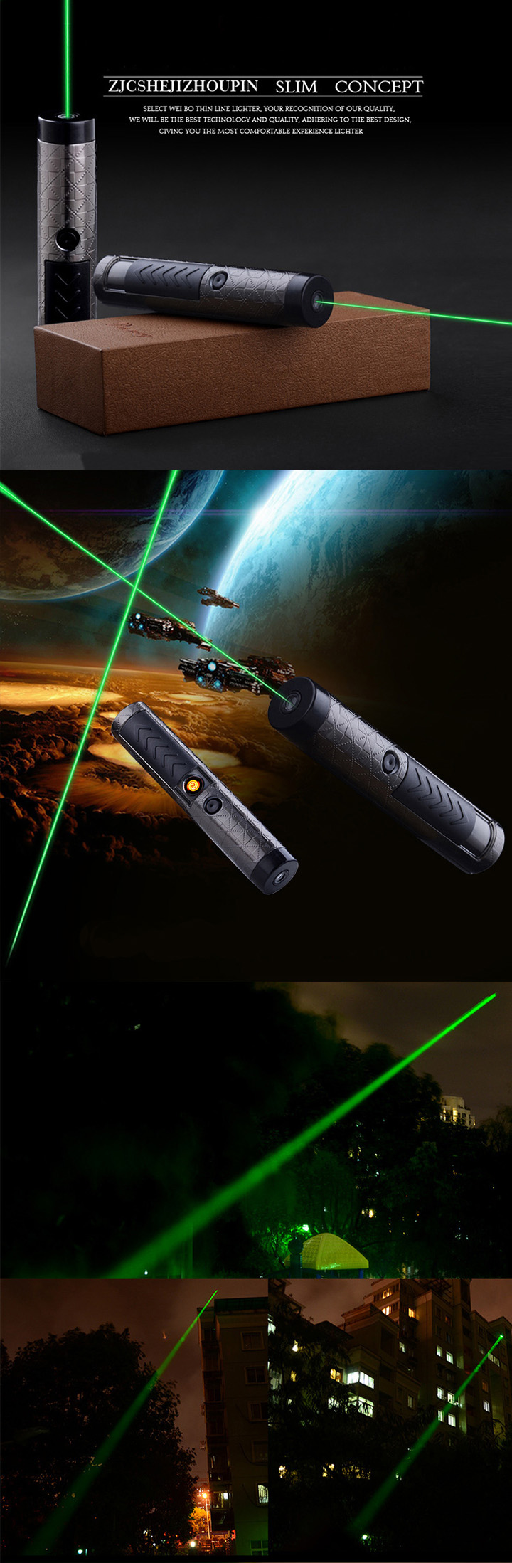 accendino con laser verde