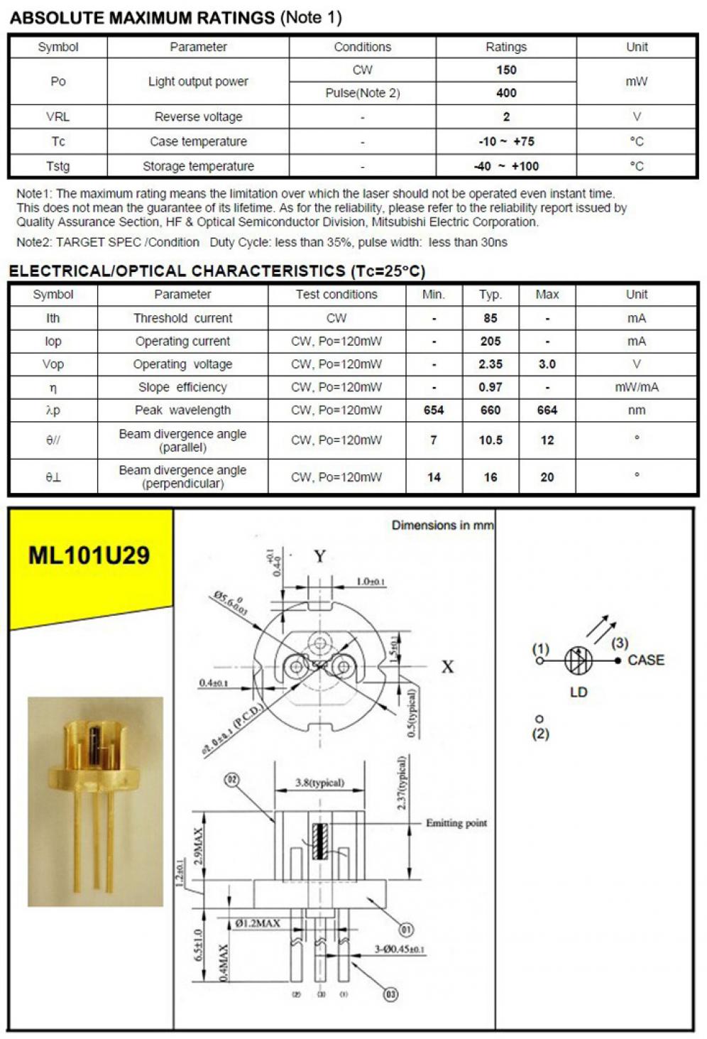 diodo laser 660nm 200mW