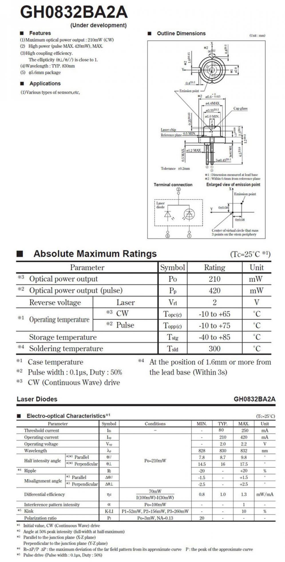 Diodo laser 830nm 1W