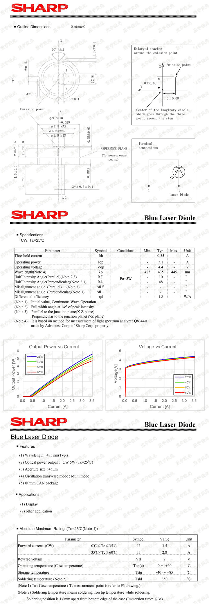 diodo laser blu 450nm 5W