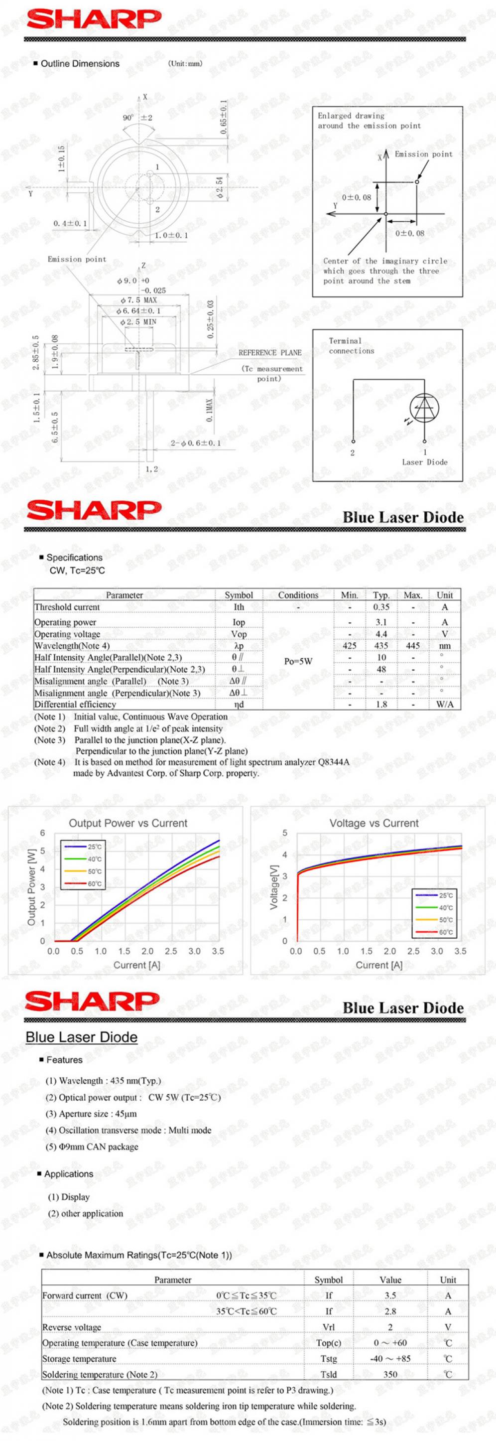 diodo laser blu 450nm 5W