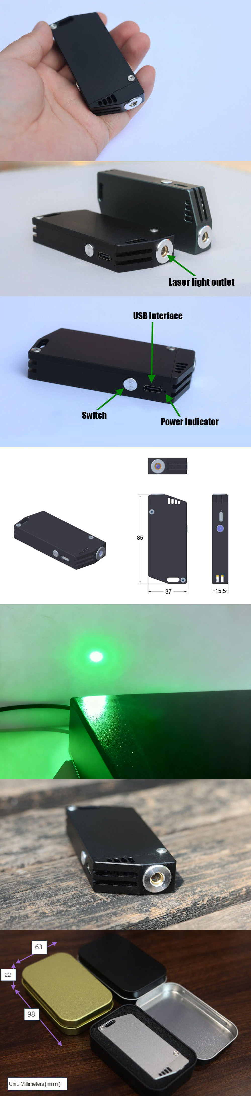 Puntatore laser verde 545 nm