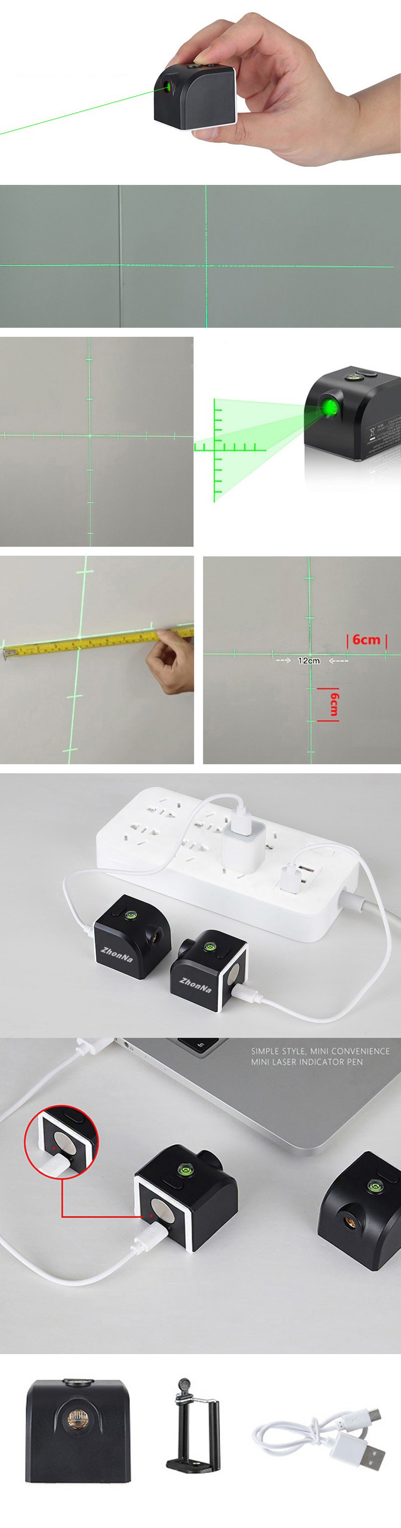 Livello laser verde ricaricabile USB