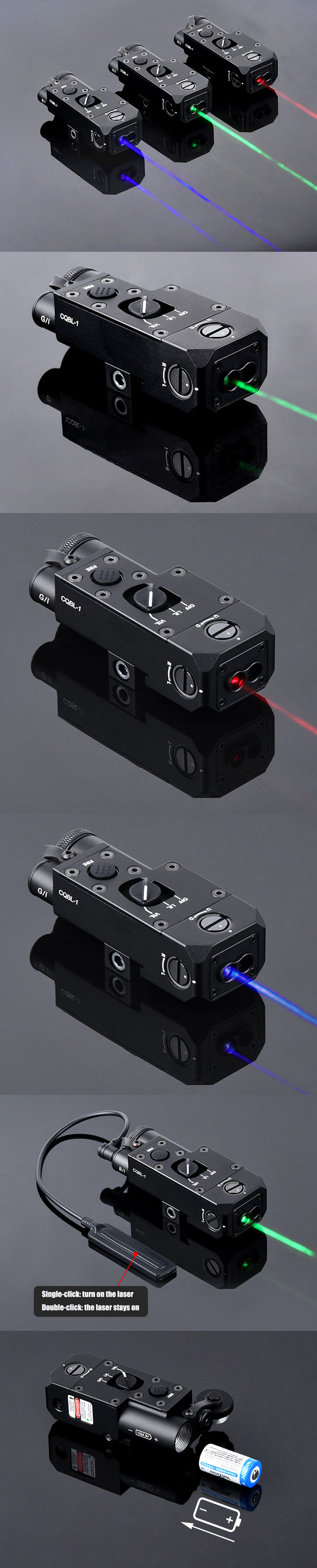 Mirino con laser verde/rosso/blu