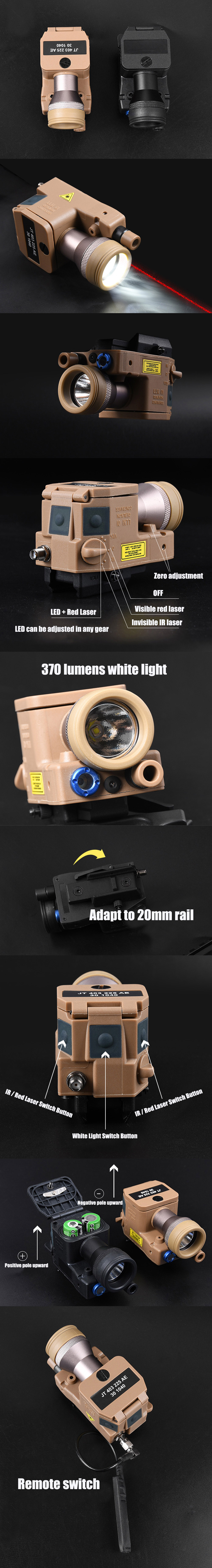 Mirino laser tattico con torcia