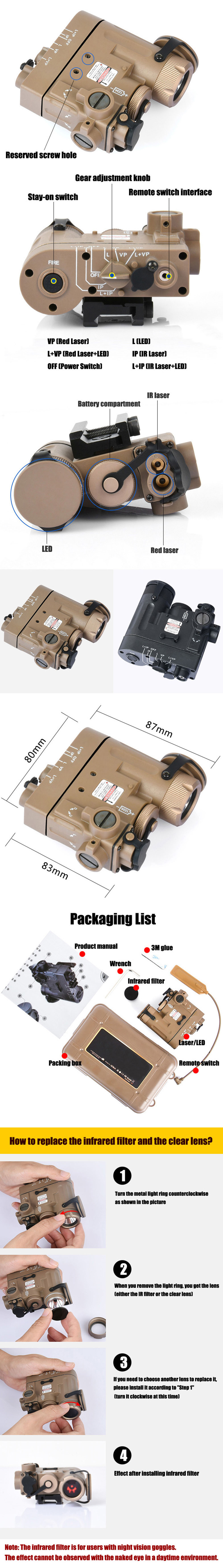 Mirino laser con LED