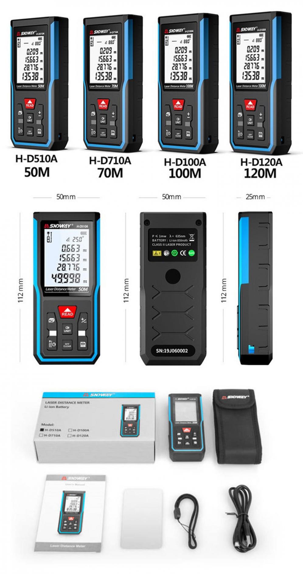 misuratore di distanza laser 100m