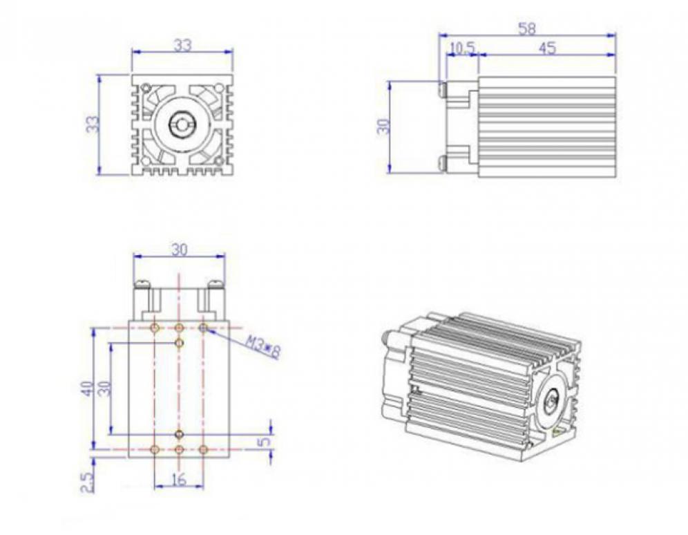 Modulo laser blu