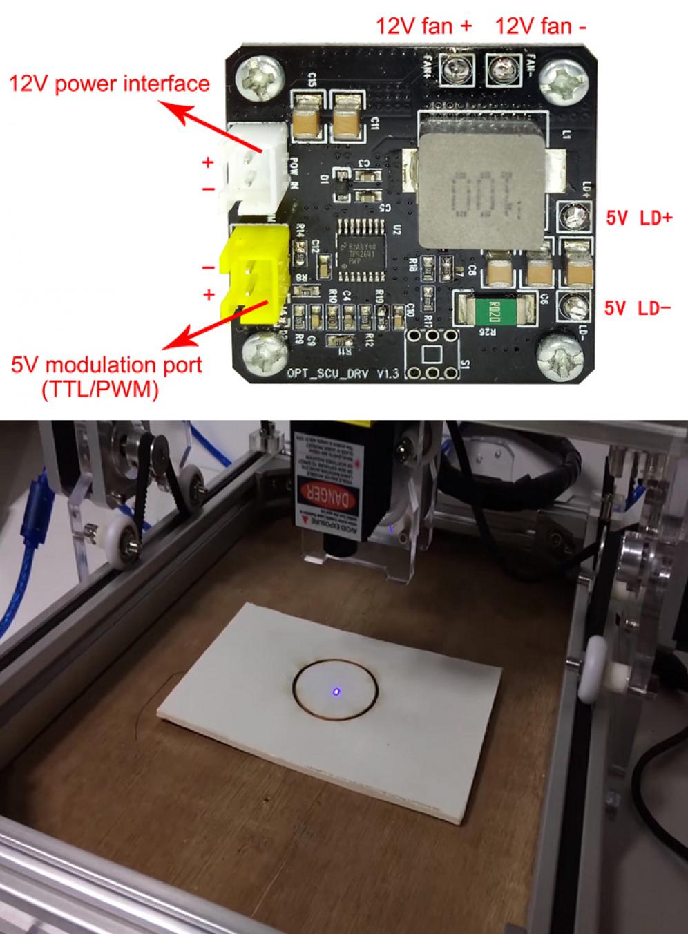 modulo laser blu per incisione