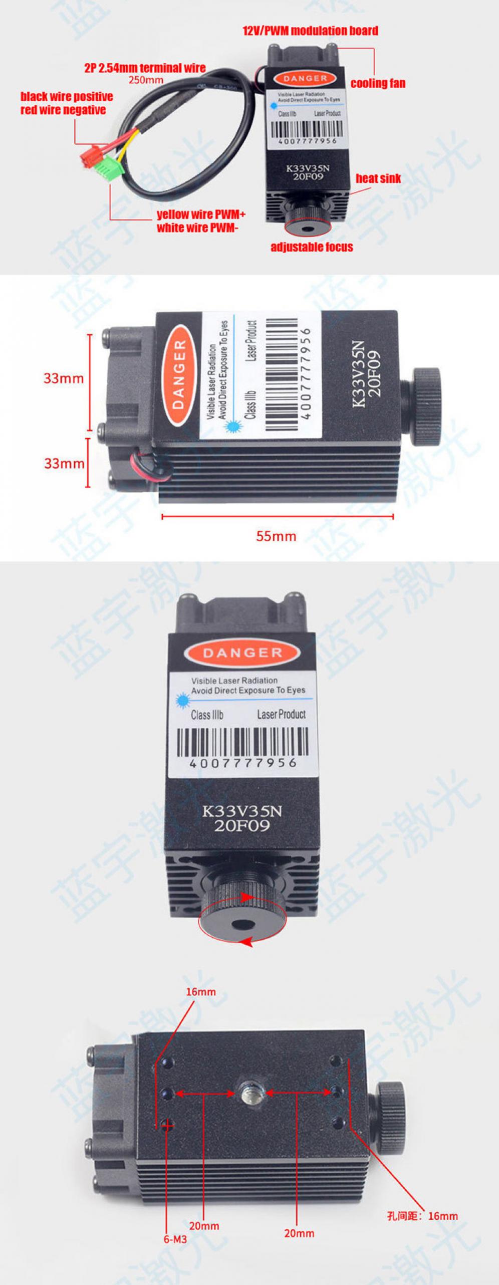 Modulo laser viola ad alta potenza