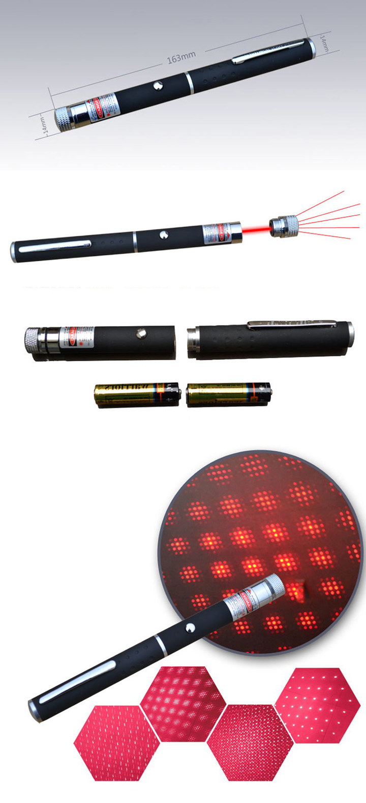 penna laser rosso con disegni
