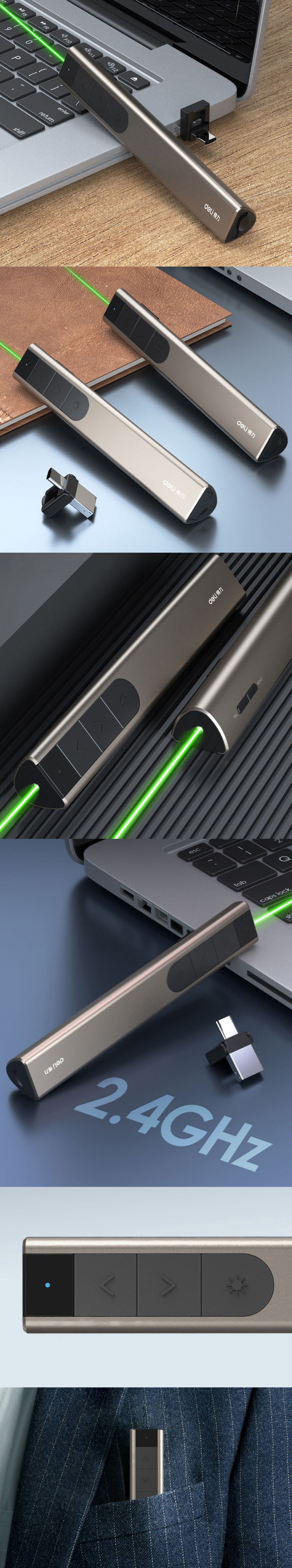 Presentatore con puntatore laser verde