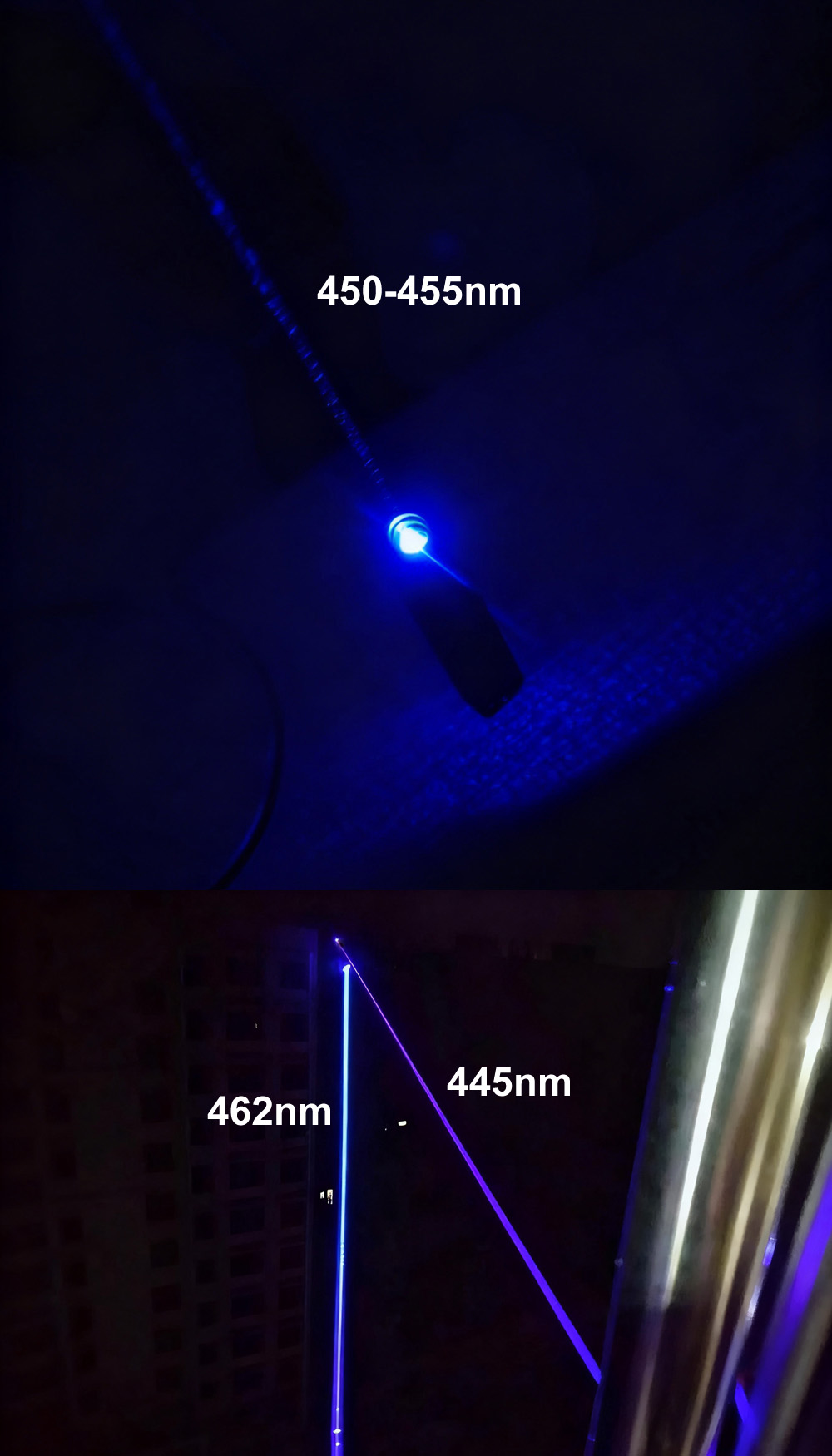 Puntatore laser blu 445nm / 455nm / 462nm
