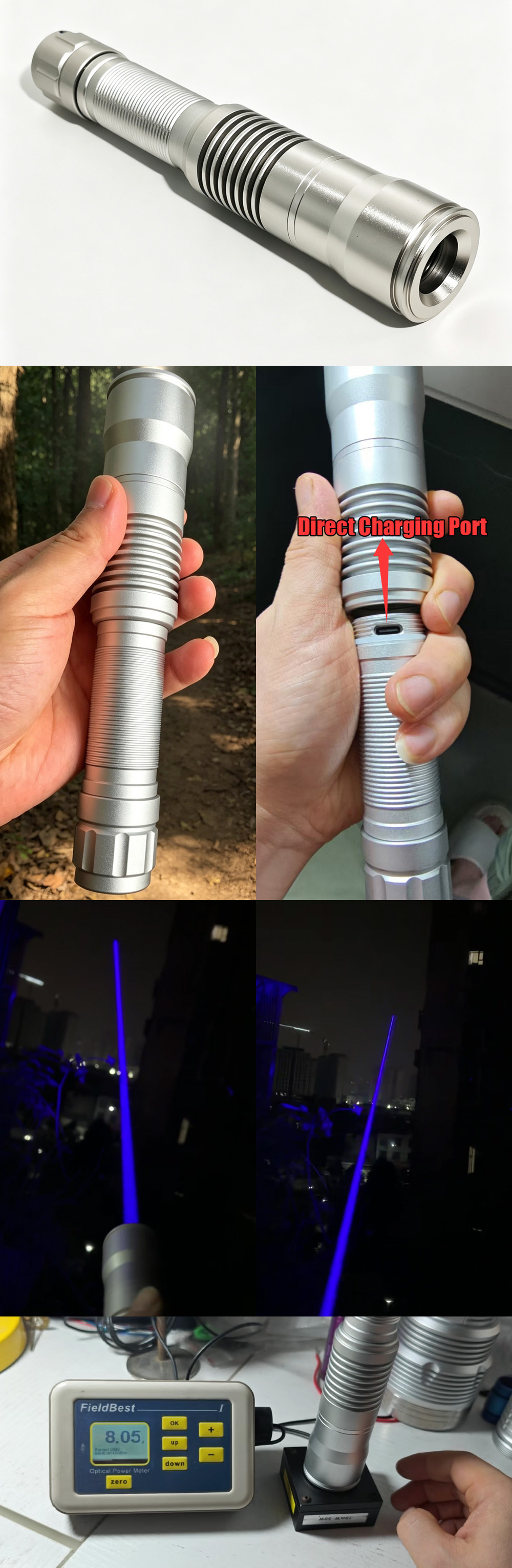 Puntatore laser blu a bassa divergenza