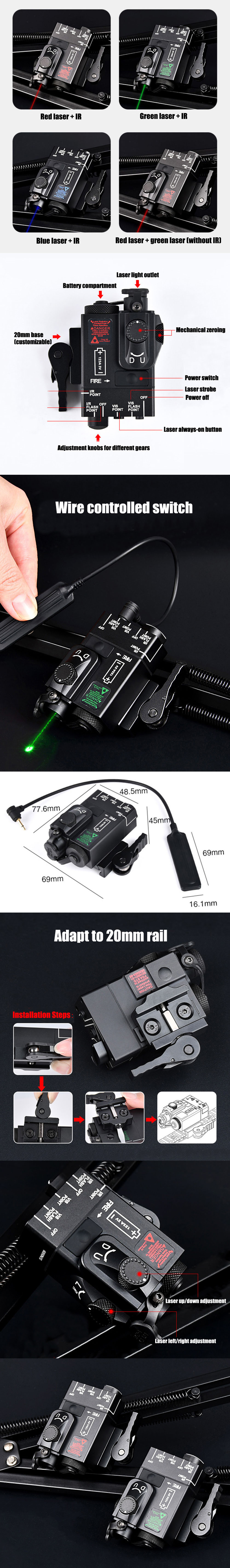 Puntatore laser tattico con IR