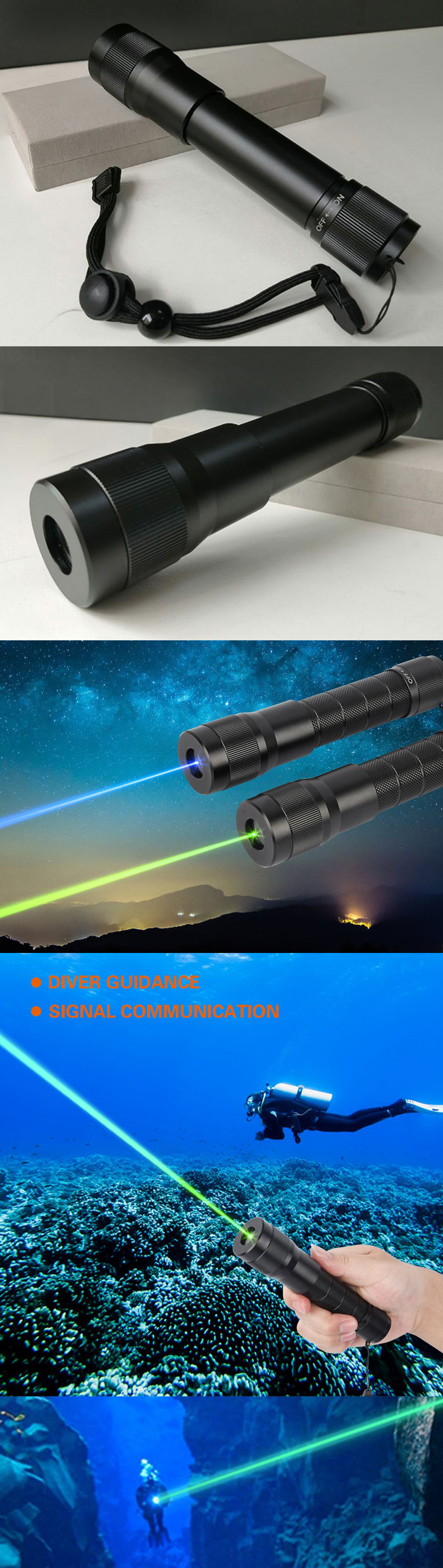 Puntatore laser verde sottomarino