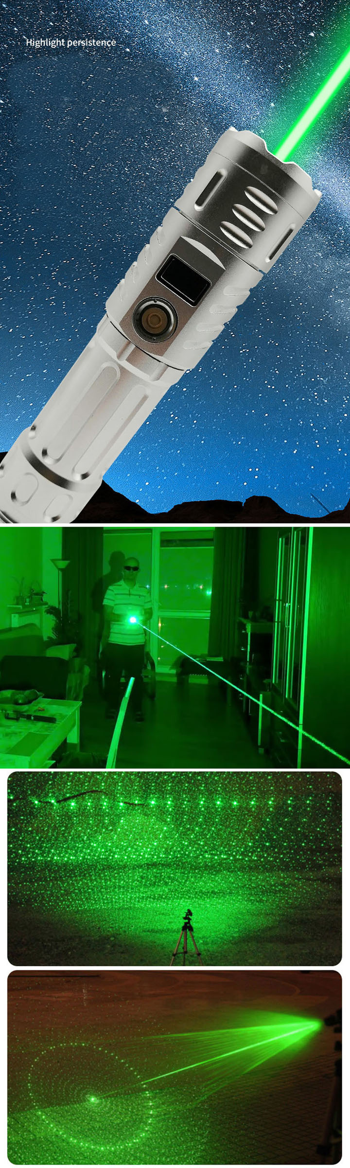 Puntatore laser verde 520nm 500mW