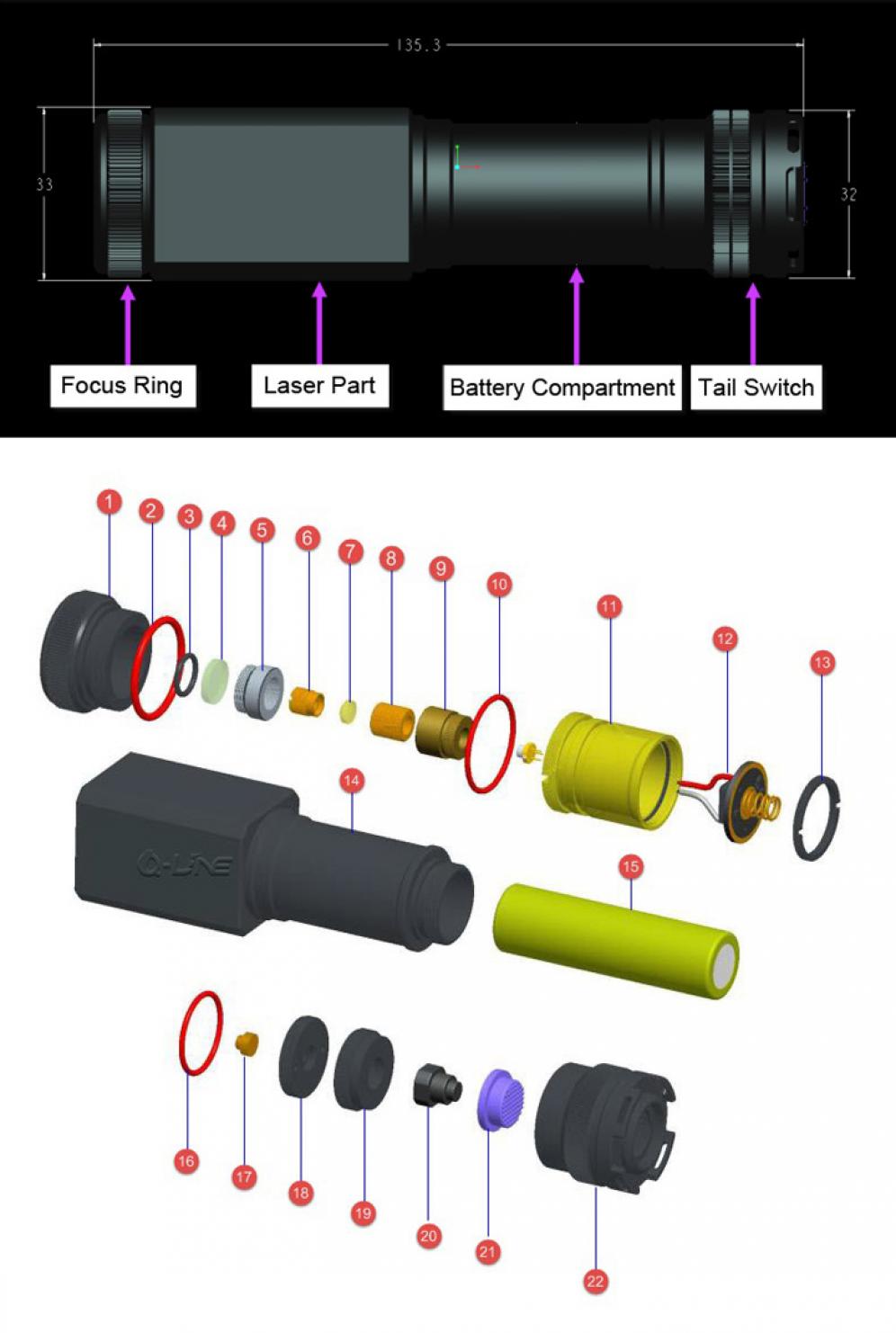 puntatore laser 405nm 1000mW