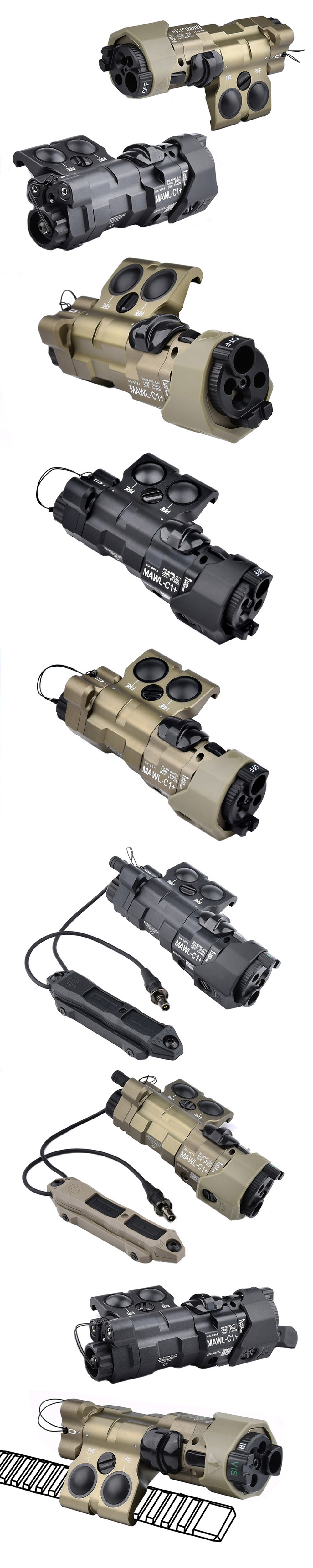 Torcia tattica con laser e IR