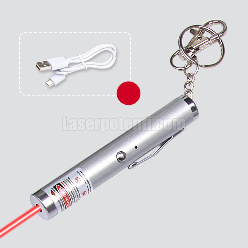 Mini penna laser rosso USB potente 50mW/100mW con portachiavi