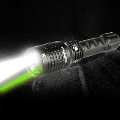 Torcia LED con puntatore laser verde 100mW