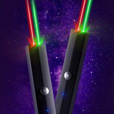 Puntatore laser bicolore USB ricaricabile verde / rosso 100mW
